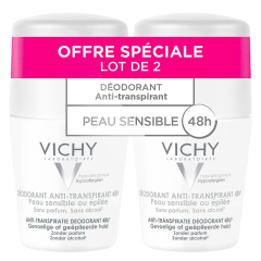 Deodorant Anti Transpirant Efficace 48h 2x50ml Déodorant Peaux Sensibles Vichy