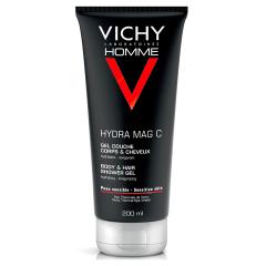 Gel Douche Corps & Cheveux Hydratant Energisant Hydra Mag-c 200ml Homme Vichy