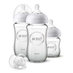 Kit Biberons Différentes Tailles Natural 2.0 Verre 0 à 12 Mois Avent