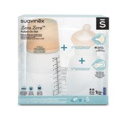 Pack Biberon Allaitement 270ml + Tetine M + Poche Silicone Zero Zero Suavinex