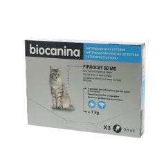 FIPROCAT 50MG 3 pipettes Antiparasitaire externe Biocanina