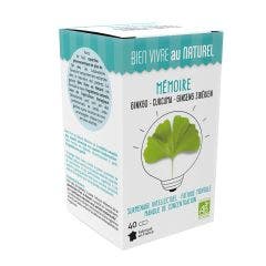 Mémoire 40 gélules Ginkgo, curcuma et ginseng sibérien Bien vivre au naturel