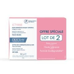 Pain Dermatologique Surgras Visage Et Corps Peaux Seches 2x100g Ictyane Ducray