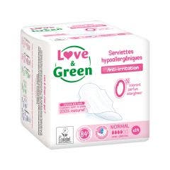 NORMAL 14 serviettes Anti-irritations Love&Green