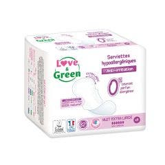 NUIT EXTRA LARGE 9 serviettes Anti-irritations Love&Green