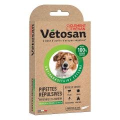 Anti-Puces Anti-Tiques Chien Moyen et Grand Chien 2 Pipettes 3ml Vétosan Clement-Thekan