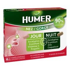 Nez Gorge Jour Nuit 10 Comprimes Jour + 5 Comprimes Nuit Humer