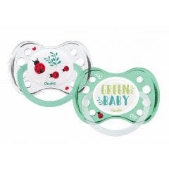 Sucettes anatomiques Green Silicone x2 6 mois et plus Dodie