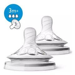 Tetines Silicone Debit Moyen Lot De 2 Natural 3 Mois Et Plus Avent