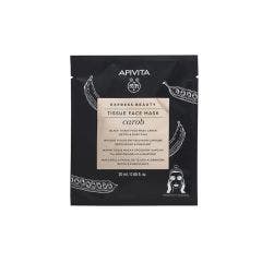 Masque Visage en Tissu Noir Détox & Purifiant à la Caroube 20ml Express Beauty Apivita