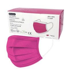 Masques chirurgicaux jetables fuschia x50 Type IIR EN 14683:2019+AC:2019 Vog Protect