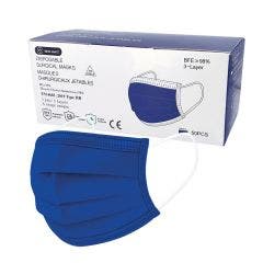Masques chirurgicaux jetables bleu x50 Type IIR EN 14683:2019+AC:2019 Vog Protect