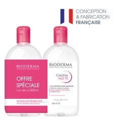 Eau micellaire 2x500ml Crealine H2O Ts Peaux sensibles, peaux sèches à très sèches Bioderma