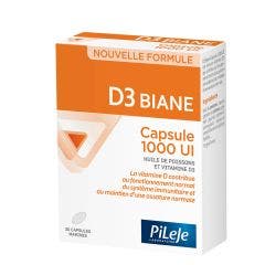 Vitamine D3 1000UI 30 capsules marines D3 Biane Pileje