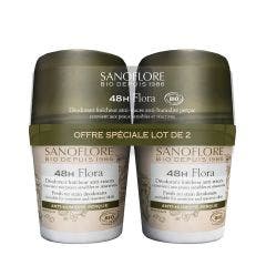 Lot 2 Roll-on bio efficacité 48h Flora 2x50ml Deodorants Sanoflore