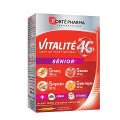 Dynamisant Naturel Sénior au Ginseng Gingembre et Ginkgo 20 ampoules Vitalité 4G Forté Pharma