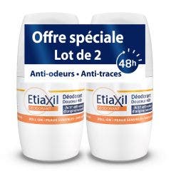 Roll-on Douceur Sans Aluminium 48h 2x50ml Déodorant Peaux Sensibles Etiaxil