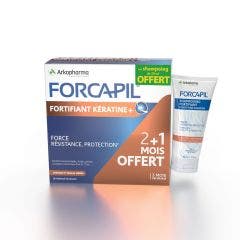 Fortifiant Kératine+ 180 gélules + Shampooing 30ml offert Forcapil Cheveux et ongles abîmés Arkopharma
