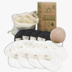 Disques Démaquillants Lavables et réutilisables Fibre de Bambou + Eponge Konjac Offerte x16 Pharma Bio Univers