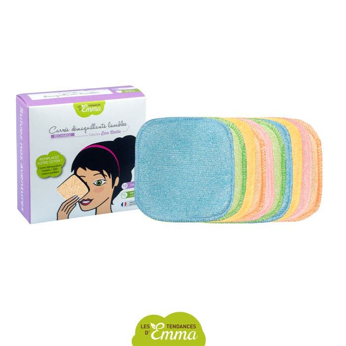 Carres Demaquillants Lavables Bambou Colores X10 Les Tendances D'Emma