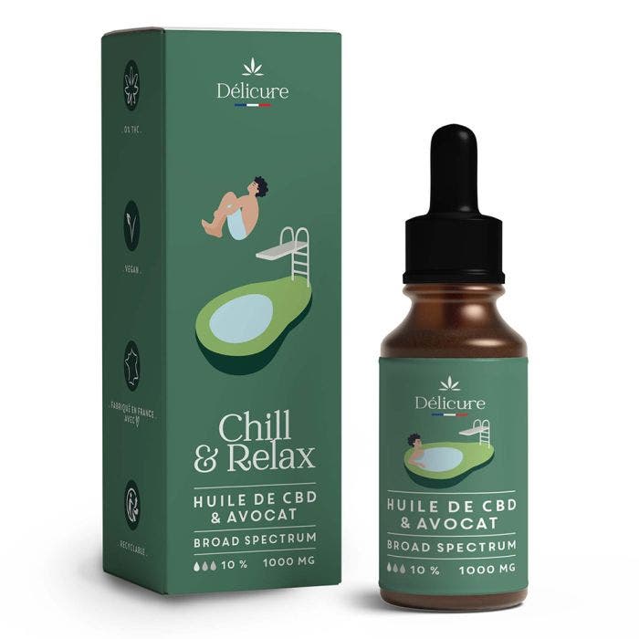 Huile avocat broad spectrum 10% 1000mg CBD Delicure
