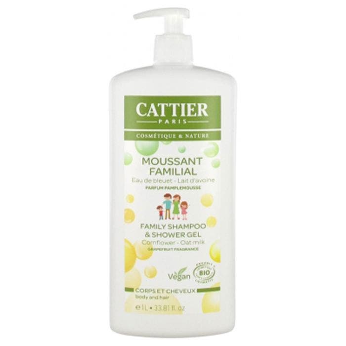 Moussant Familial Corps Et Cheveux Bio 1l parfum pamplemousse Cattier