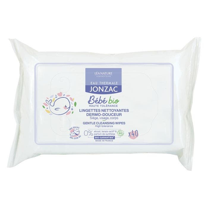 Lingettes Nettoyantes Dermo Douceur Bio X40 Bebe Eau thermale Jonzac