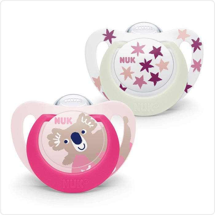 Sucettes physiologiques Starlight x2 18 mois et plus Nuk