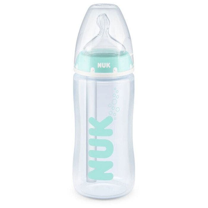 sans BPA 0-6 mois avec contrôle de la température NUK First Choice+ Biberon anti-colique blanc tétine en silicone 300 ml 