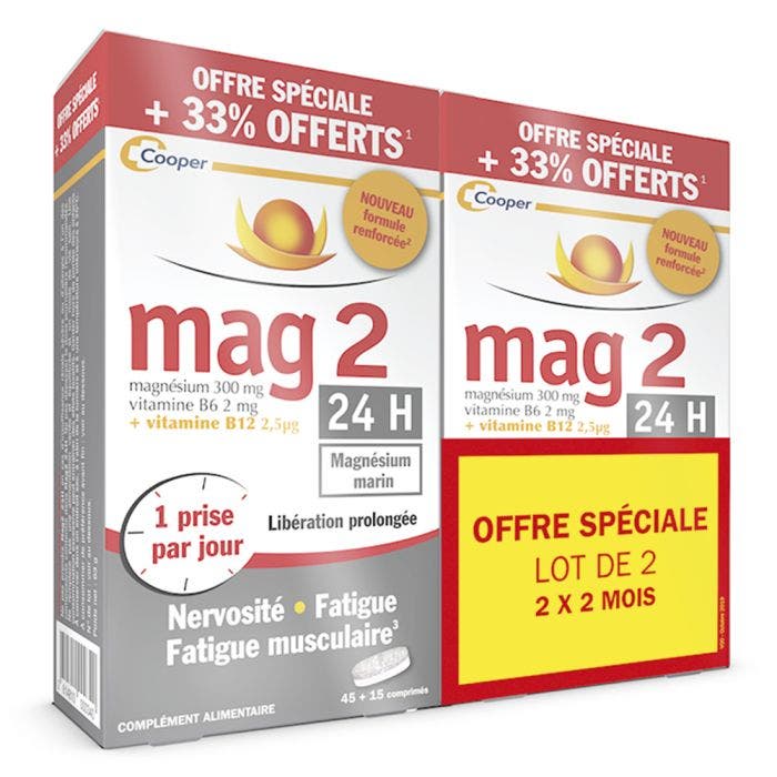 24h Magnesium Marin +33% Offert 2x45 Comprimes Mag 2