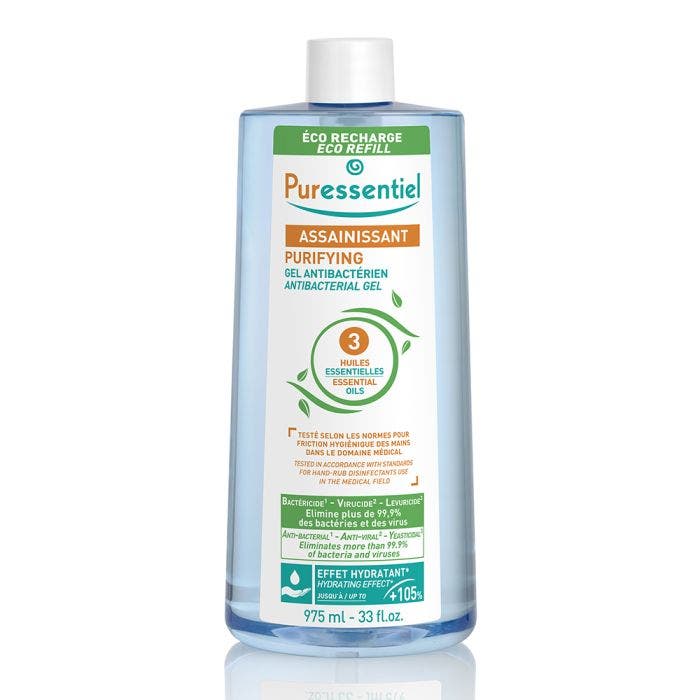 Eco Recharge Gel Antibactérien Assainissant aux 3 Huiles Essentielles 975ml Assainissant Puressentiel