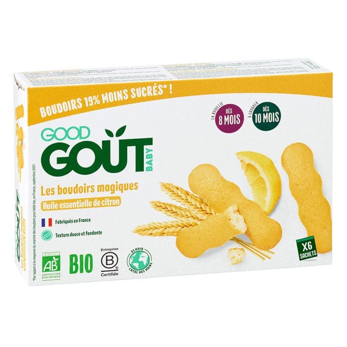 Boudoirs Magiques A l'Huile Essentielle de Citron 120g (x6 Sachets) Dès 8 Mois Good Gout