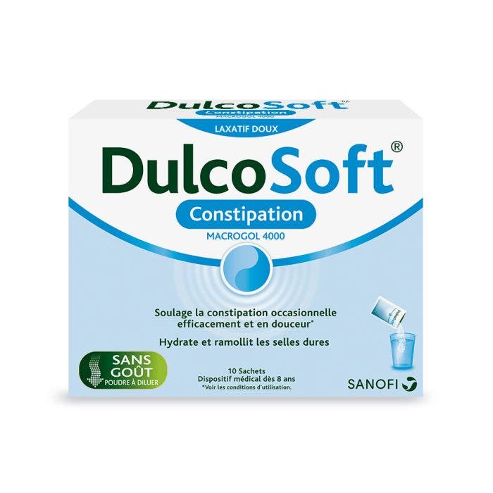 Soulage la constipation en douceur 10 Sachets de 10g Avec Macrogol 4000 Dulcosoft
