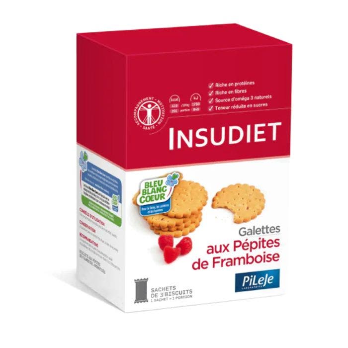 Insudiet Galettes Aux Pépites de Framboise 12 Sachets de 3 Biscuits Insudiet