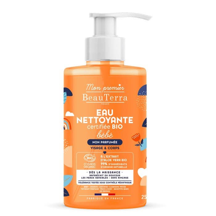 Eau Nettoyante Bébé Bio 250ml Peaux Sensibles Corps et Cheveux Beauterra