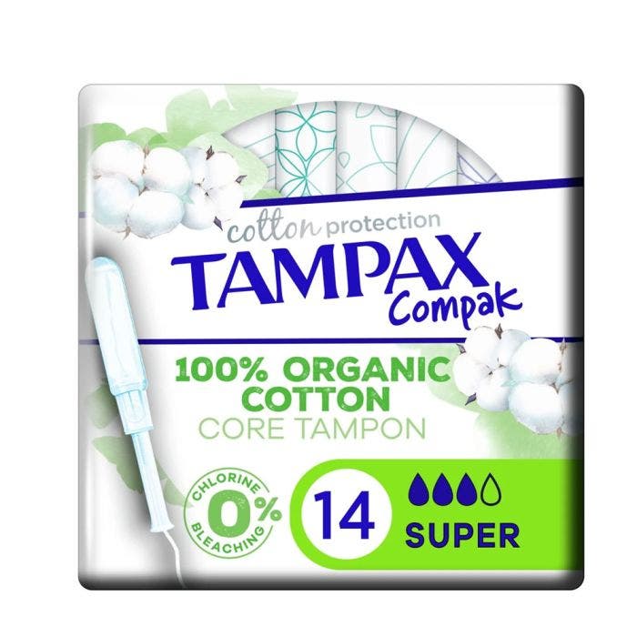 Tampons Compack Cotton Protection Super x14Coton bio Tampax Easypara