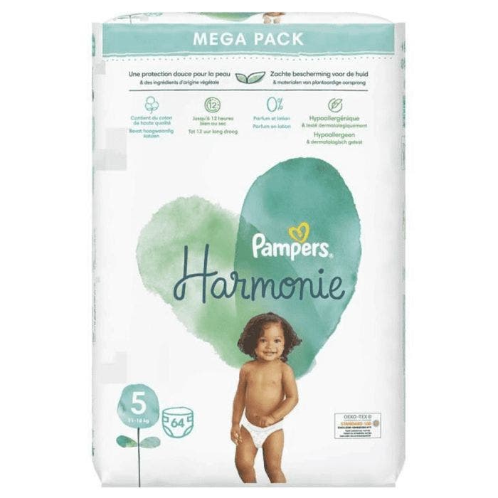 Couches Taille 5 x64 Harmonie 11 à 16kg Pampers