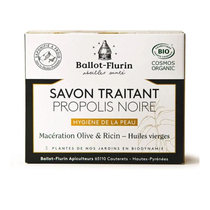 Savon Traitant Propolis Noire Bio 100g Peaux A Problèmes Ballot-Flurin