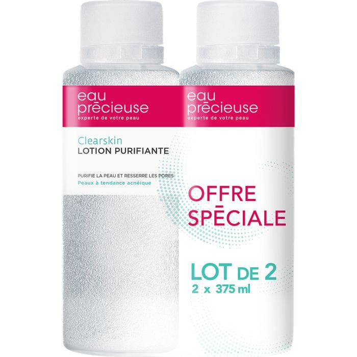 Lotion Purifiante Nettoyante 2x375ml Peaux à tendance acénique Eau Precieuse