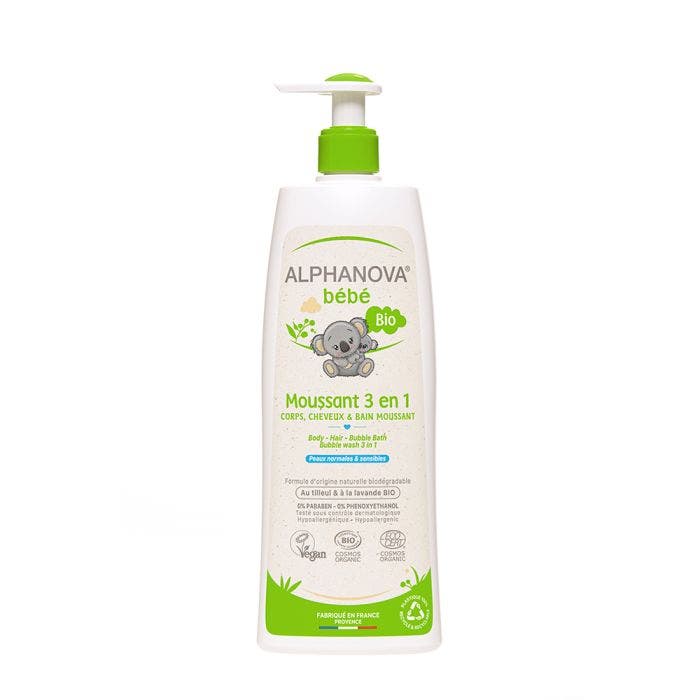 Bebe Moussant 3 En 1 Corps Cheveux Et Bain Moussant Bio 500ml Alphanova