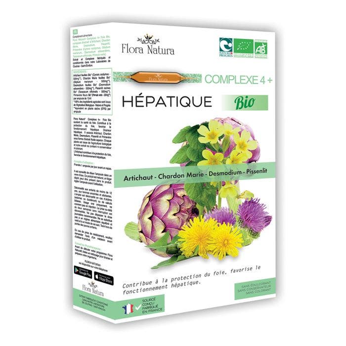 Hépatique Bio 20 ampoules Complexe 4+ Artichaut Flora Natura