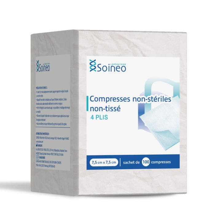 Compresses Non Steriles Non Tisse 4 Plis 7 5x7 5cm X100 Soineo Easypara
