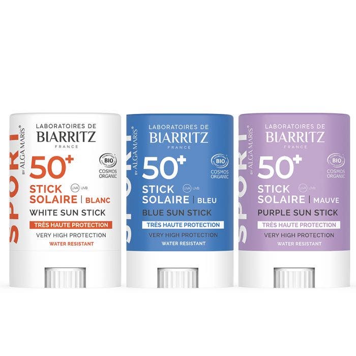 Stick Protecteur SPF50+ Bio Coloré SPORT Voyage 12g Soins Solaires Laboratoires De Biarritz