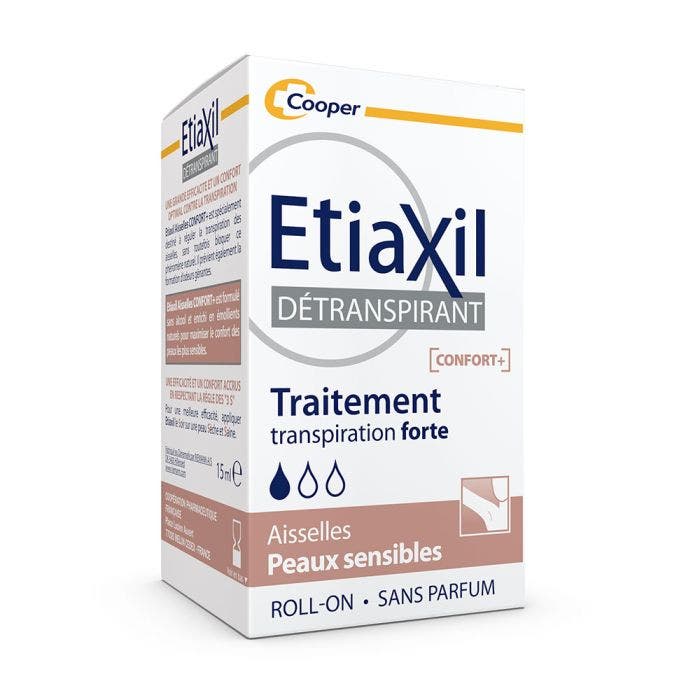 Confort + Aisselles 15ml Detranspirant Peaux Sensibles Etiaxil