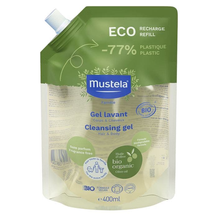 Eco Recharge Gel lavant Bio 400ml Corps et Cheveux Dès La Naissance Mustela