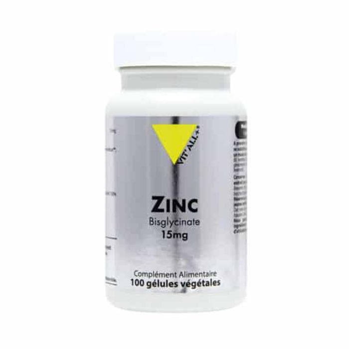 Zinc Bisglycinate 15mg 100 Gélules Végétales Vit'All+