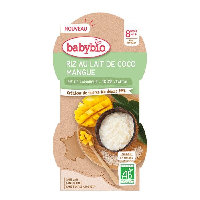 Riz au Lait Coco Végétal Mangue 225g 8 Mois et Plus Babybio