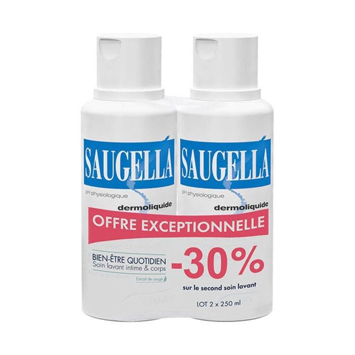Soin Lavant Doux Toilette Intime Et Corporelle 2x250ml Dermoliquide Saugella