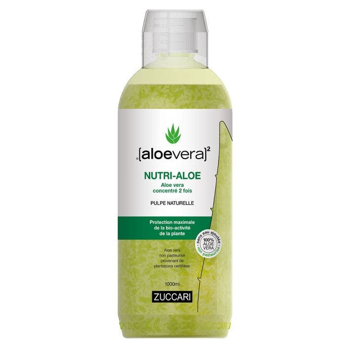 NUTRI-ALOE Pur Jus d'Aloe vera non pasteurisé sans eau ajoutée x 2 concentré 1litre [aloevera]2 Zuccari
