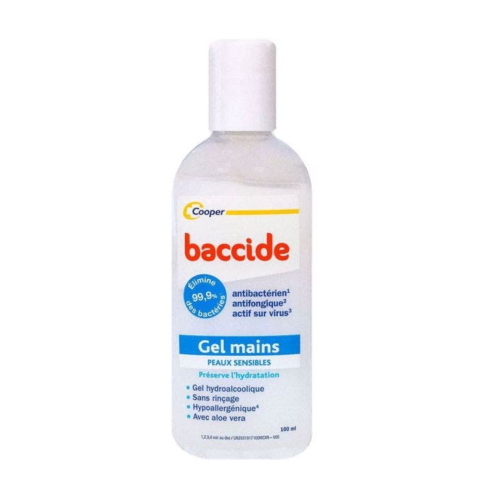 Gel Mains Sans Rinçage Peaux sensibles 100ml A l'Aloe Vera Baccide